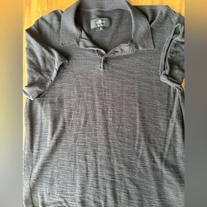 7 For All Mankind Black Polo Shirt Classic Cotton Blend